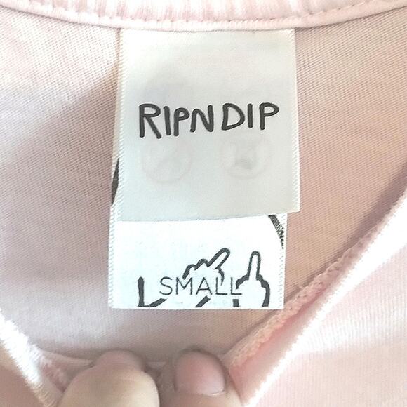 RipnDip NWOT Lord Nermal Baby Pink T-shirt Pocketed Bad Kitty Cap Sleeve Small - Picture 6 of 16